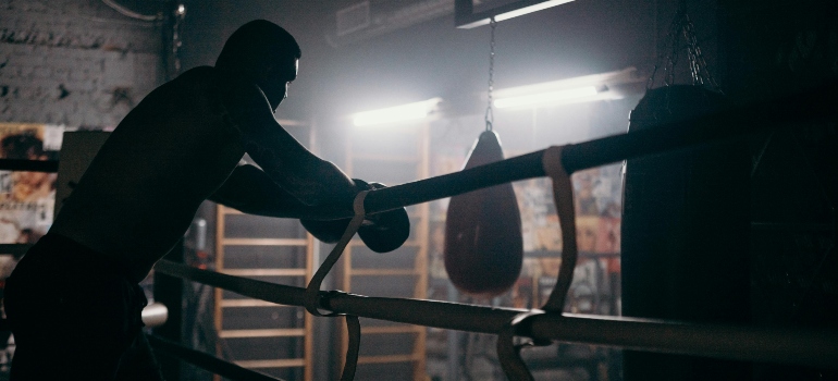 A man trying to get started with boxing in Umm Al-Quwain.