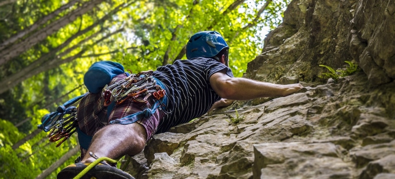 A man rock climbing