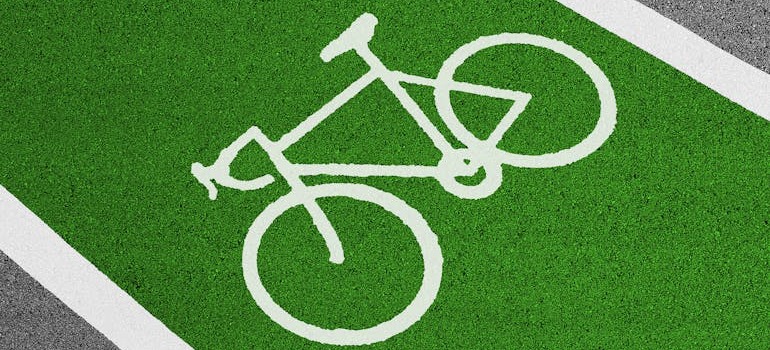 A green bicycle route