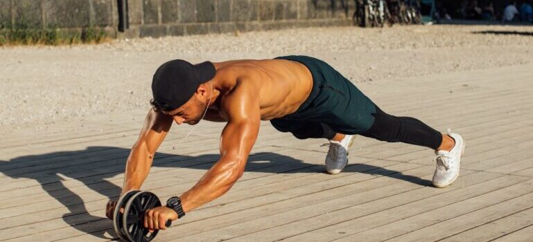 A man doing a workout outside