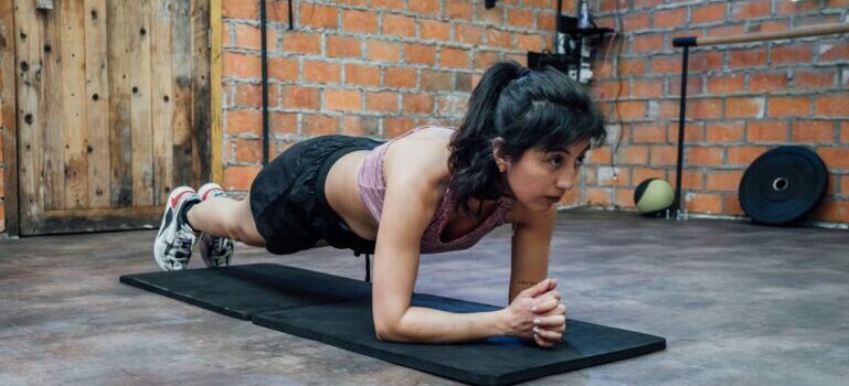 A woman doing a plank