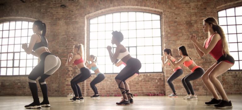 A group of women training