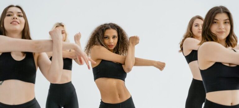 A group of women exercising