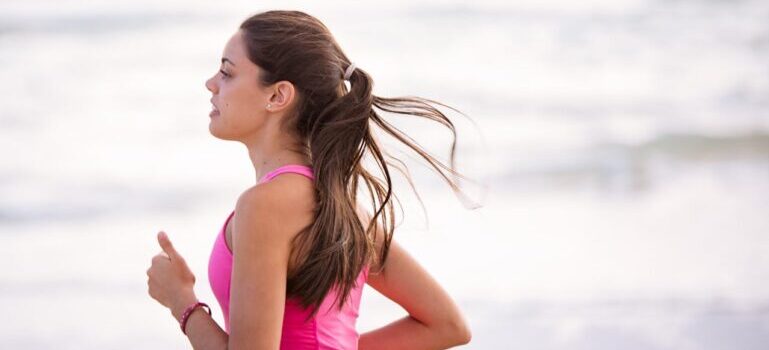 A woman jogging