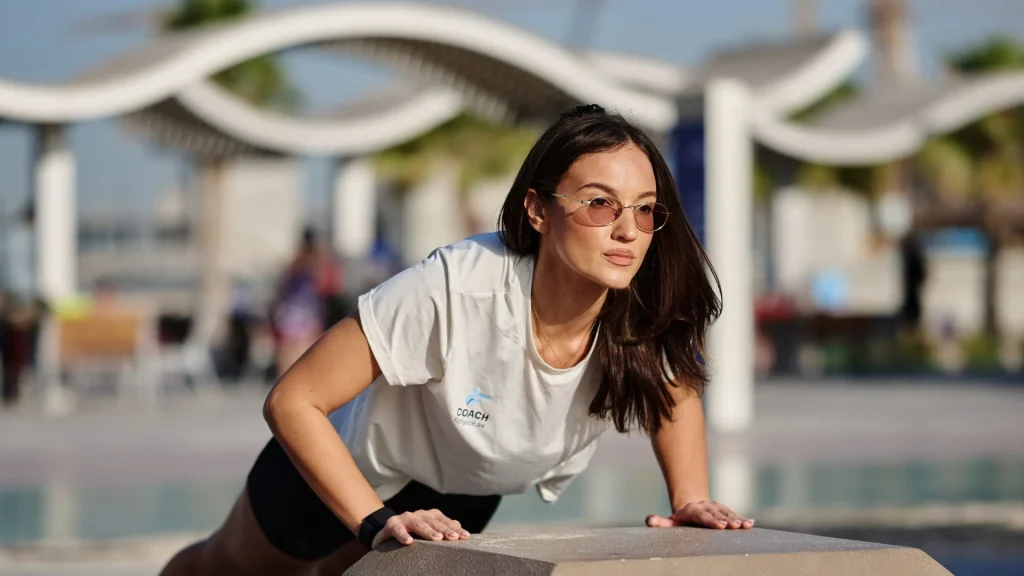 Nevena, female personal trainer, outdoor workout