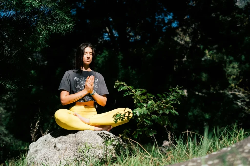 a woman meditating