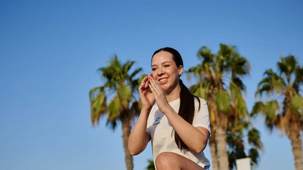 Silvia, female personal trainer, outdoor running session