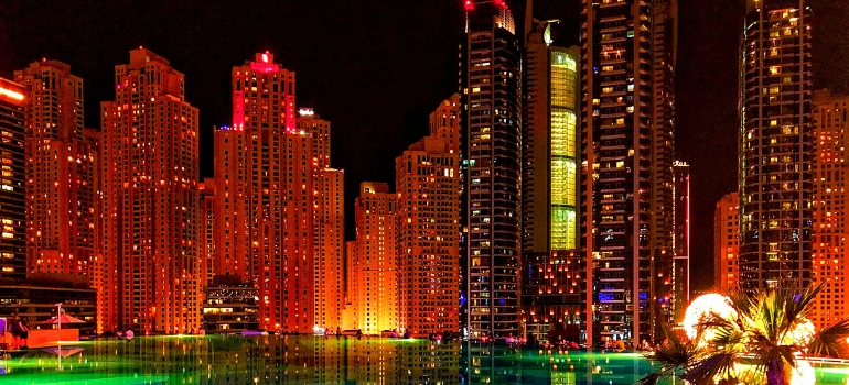 Buildings and swimming pool in Dubai 