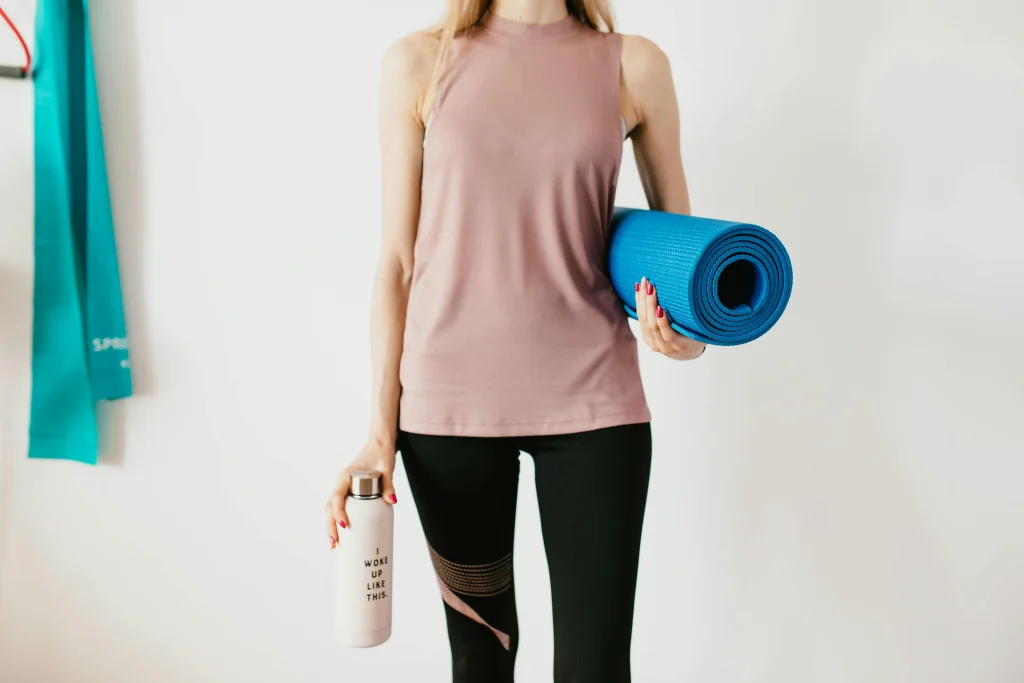 A woman ready for pilates.