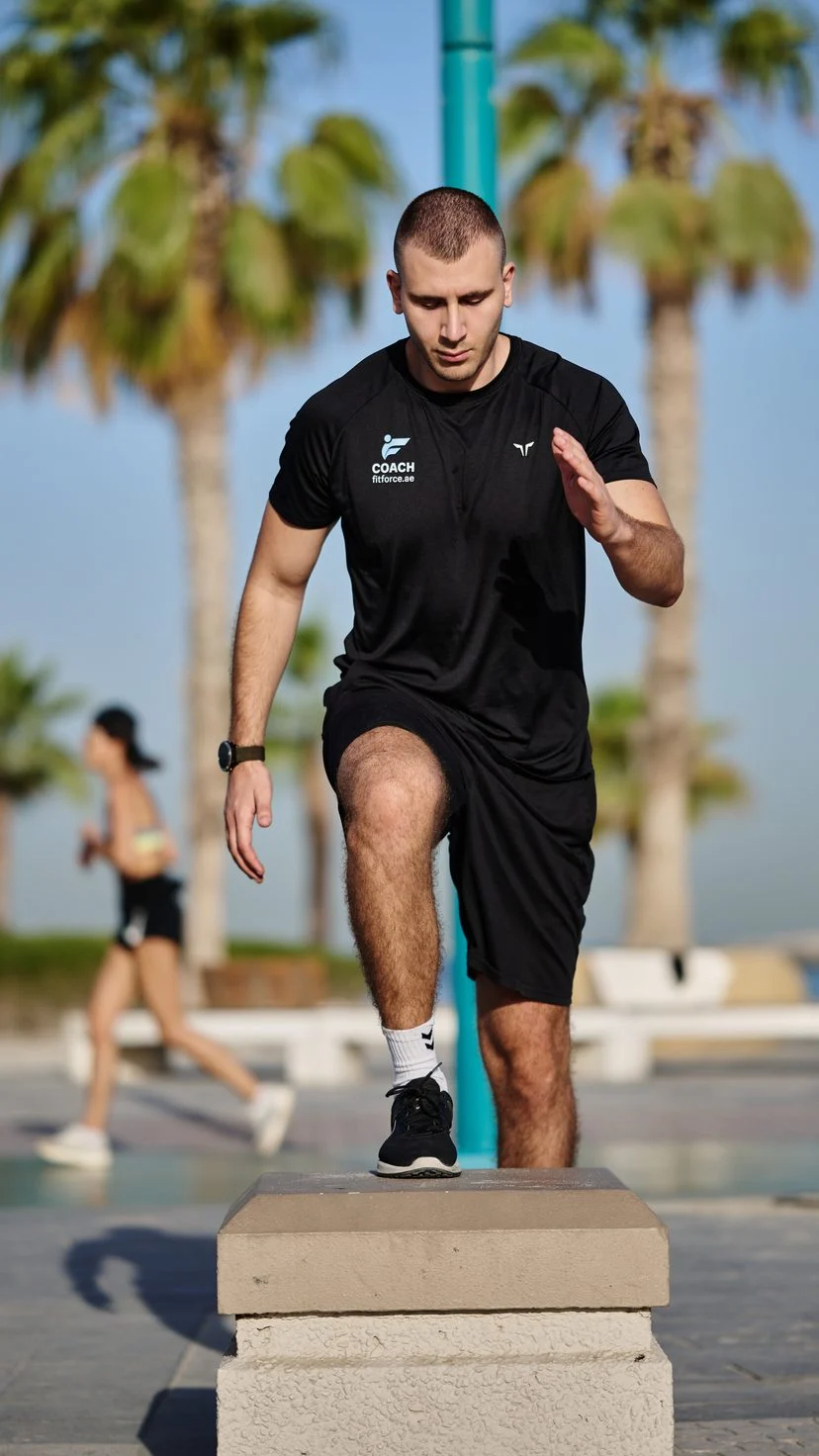 Stefan Vasic, UEFA C licensed coach, outdoor agility drill in Dubai